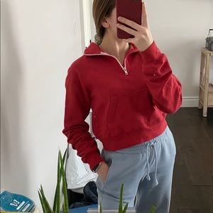 John Galt cropped 1/4 zip sweater